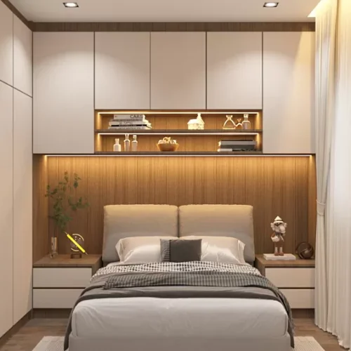 Custom Melamine Wardrobe with Display Cabinet