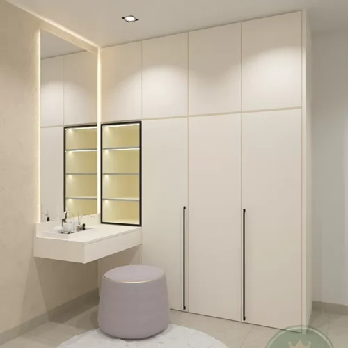 Custom Plywood Wardrobe with Dressing Table