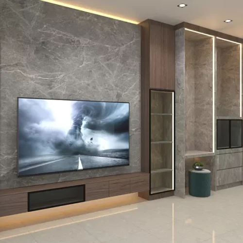 Customize Plywood TV Cabinet with Display Cabinet