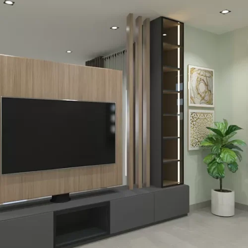 Customize Plywood TV Cabinet with Multi-Layer Storage Cabinet