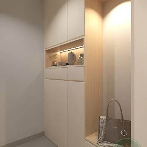 Customized Modern Plywood Tall Shoe Storage Cabinet with Lights 3