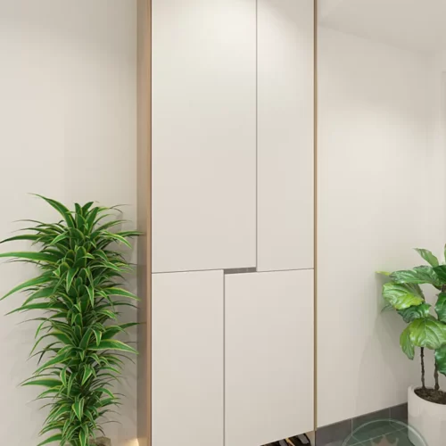 Customized Simple Plywood Tall Shoe Storage Cabinet